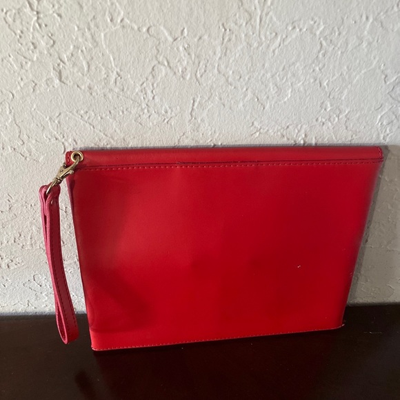 GARUGLIERI beautiful red leather clutch envelope Italy New R. 250 - Picture 3 of 5